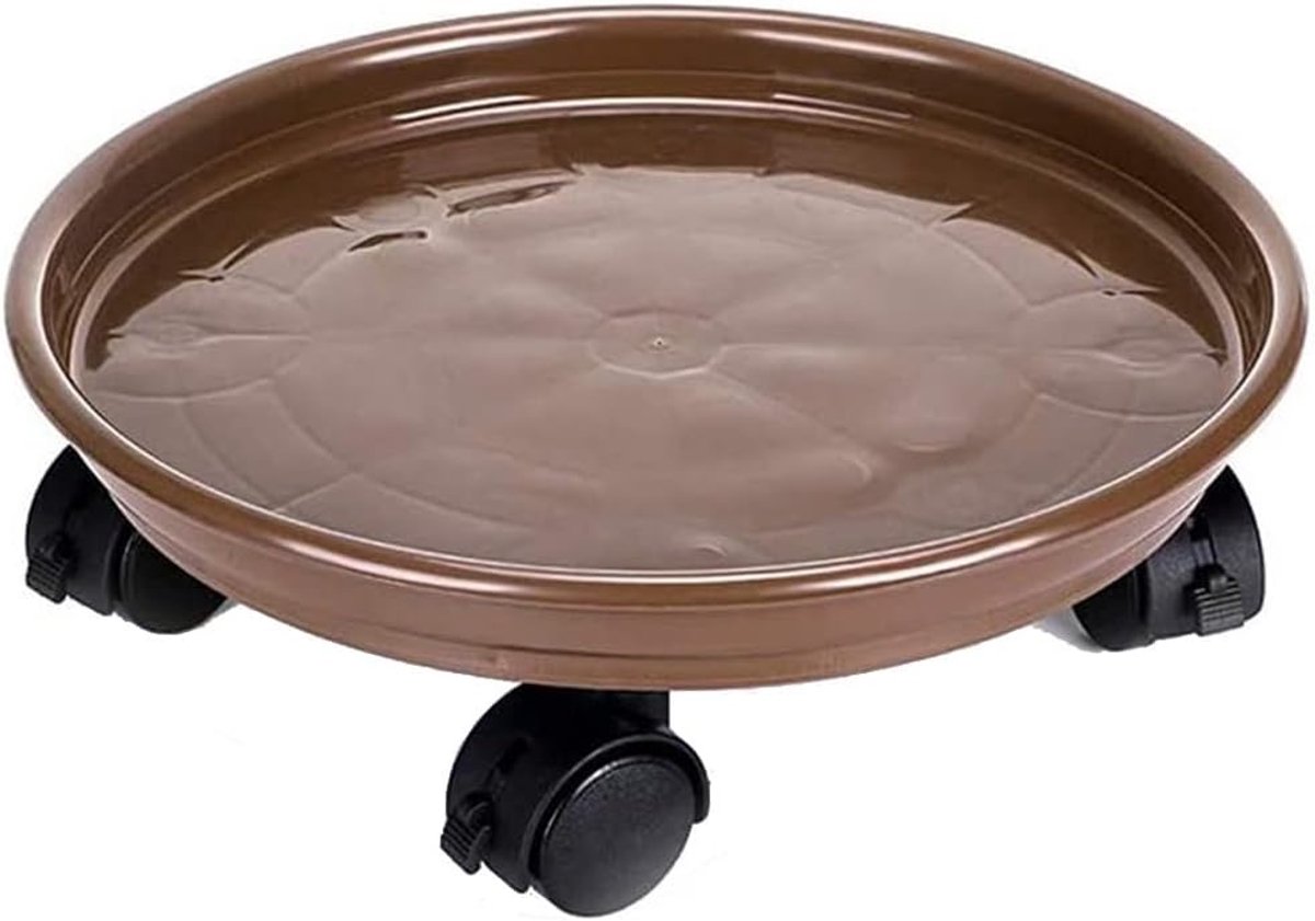 Plantenwagen met wielen - Plantentrolley onderzetter - Planten verplaatsen - Corrosiebestendig PP materiaal - 30 cm diameter - Zwart