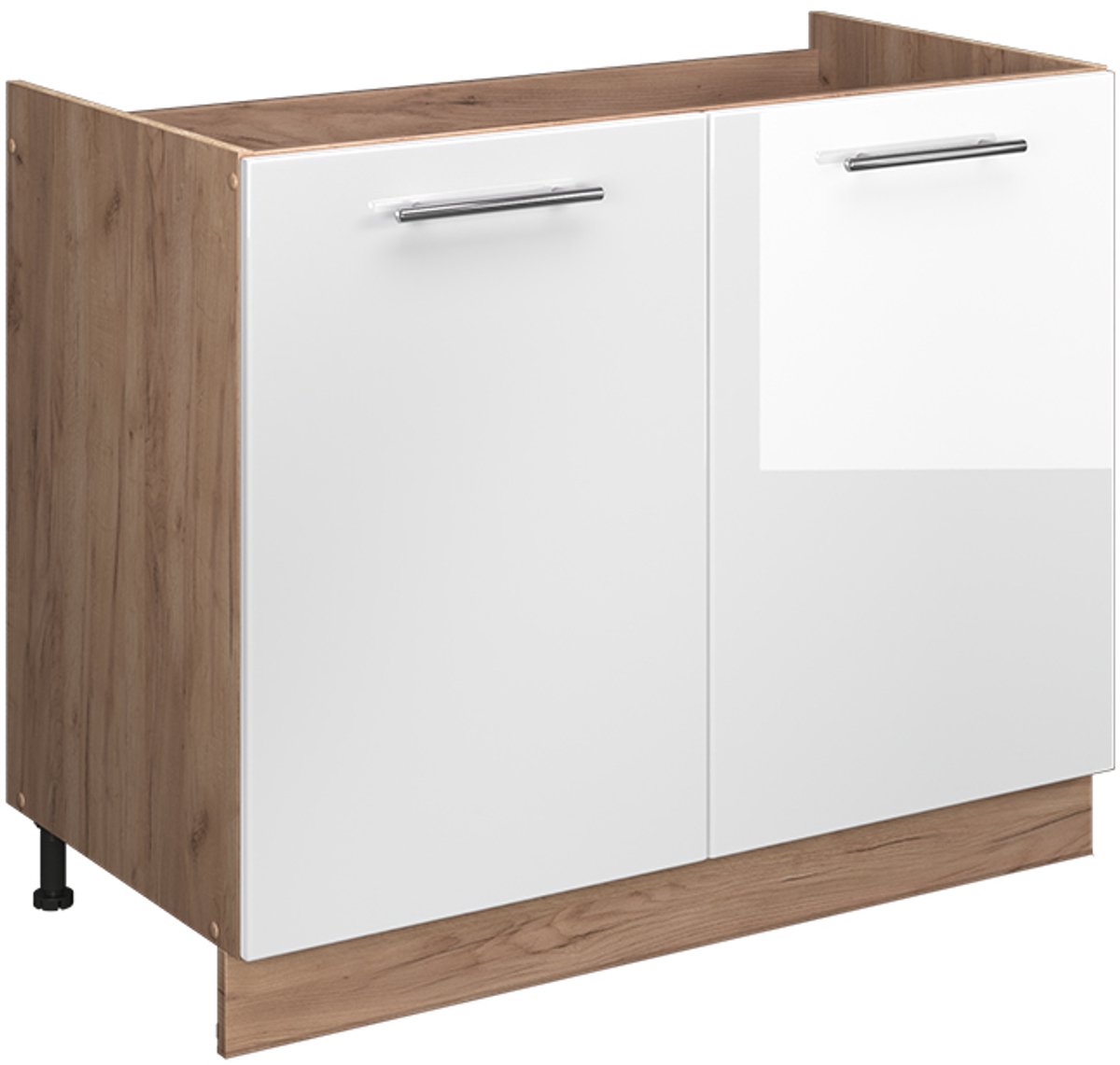 Vicco Wastafelkast Fame-Line, Wit Hoogglans/Goudkleurig Eiken, 100 cm zonder werkblad