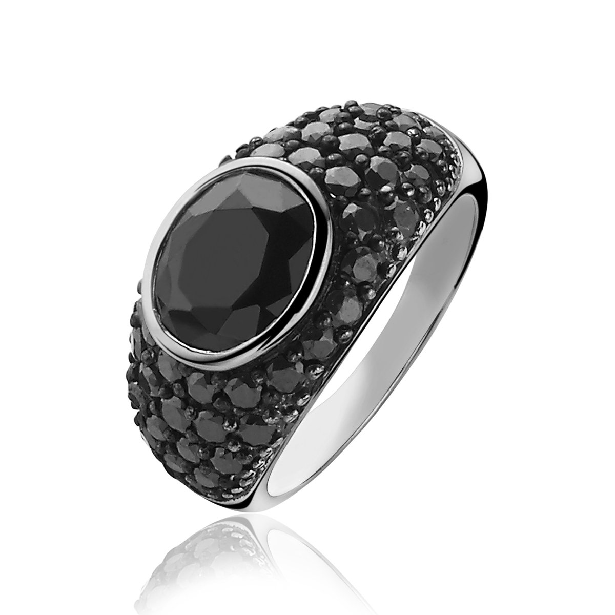 ZINZI zilveren ring zwart ZIR1045Z