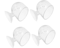 Voederbak Aquarium - Visvoer Houder - Vis Voeren - Transparant Design - 4 Stuks - Wit