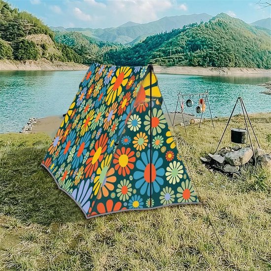 Kampeertent 1-2 Persoons - Lichtgewicht Tent - Outdoor Avontuur - Waterdicht Polyester - 215x124x105cm - Bloemenprint — afbeelding 4