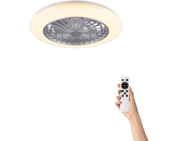 Fantiluxe - Strulsand - Plafondventilator met verlichting - Grijs - Ø49cm - Afstandsbediening - Met lamp - Plafond ventilator - Slaapkamer