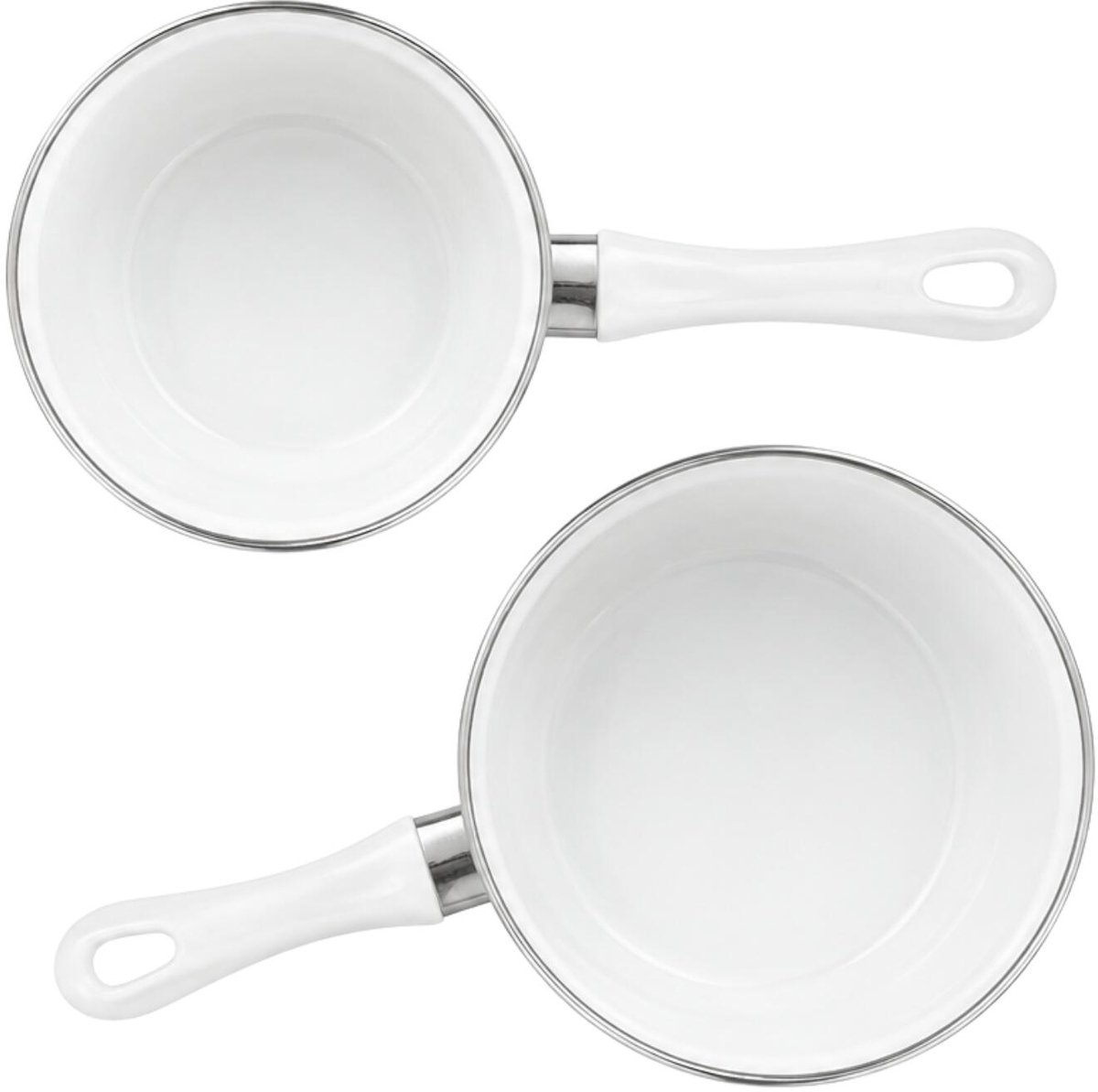Alessandro steelpannen set - D14 en D16 cm - wit - rvs - vaatwasserbestendig
