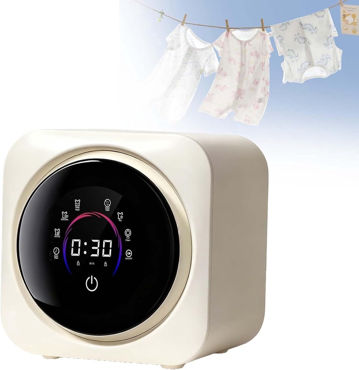 Mini Wasmachine Droger Compact Apparaat Kleine Was Snel Wassen Drogen 3.5 Liter Wit