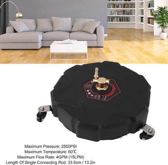 Hogedrukreiniger met Wielen - Terrasreiniger Opritaanreiniger - Krachtig Reinigen - Roestvrij Staal - 2500 PSI - Zilver — afbeelding 5