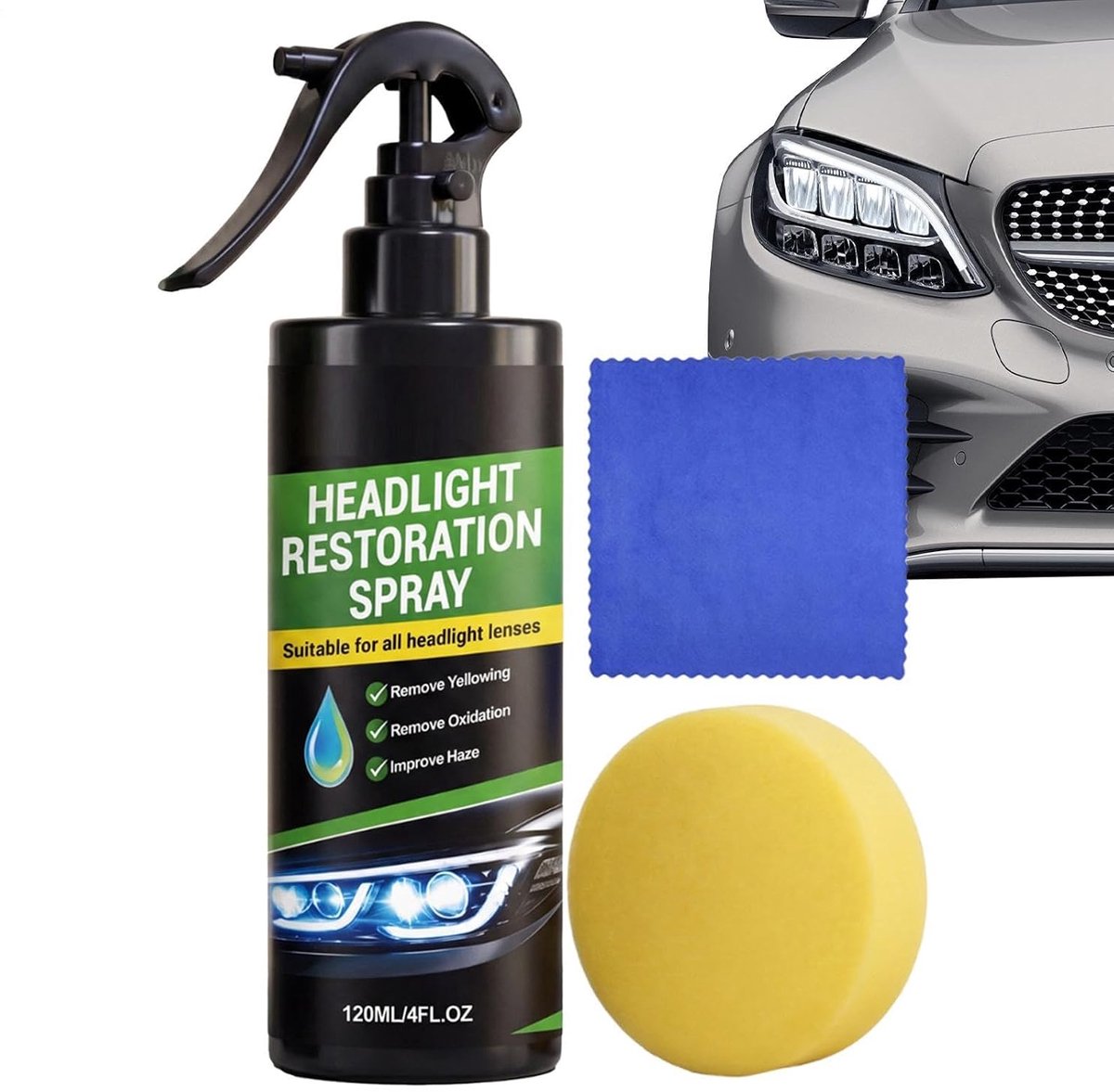 Koplamp Reiniger - Restauratie Spray - Veilig Rijden - Herstelt Glans - 120 ml - N.v.t.