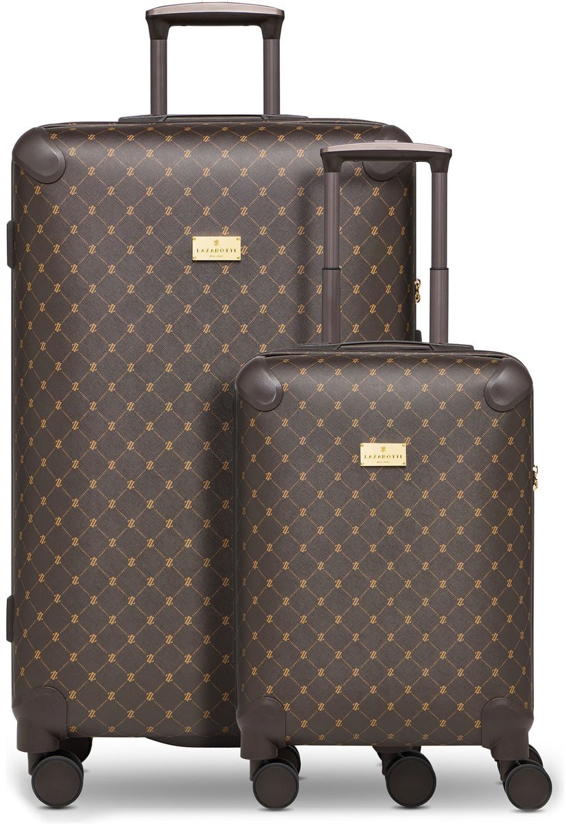 Lazarotti Palermo 4 wielen Kofferset 2-delig - Harde bagage - TSA slot - dark brown 1