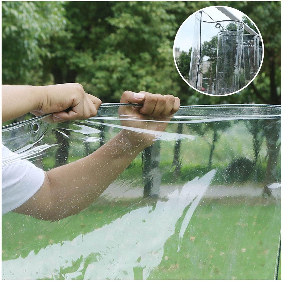 Dekzeil Transparant - Afdekzeil Waterdicht - Tuin Beschermen - Zwaar PVC Materiaal - 2.5x2.5m - Doorzichtig