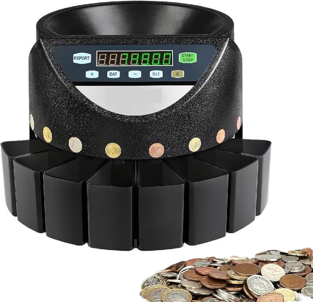 Elektronische Muntenteller - Geld Sorteerder - Munten Tellen - Digitaal Display - 300 Munten/Min - Zwart