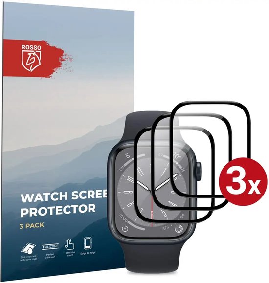 Verpakking van een 3-pack schermprotectoren voor een Apple Watch.
