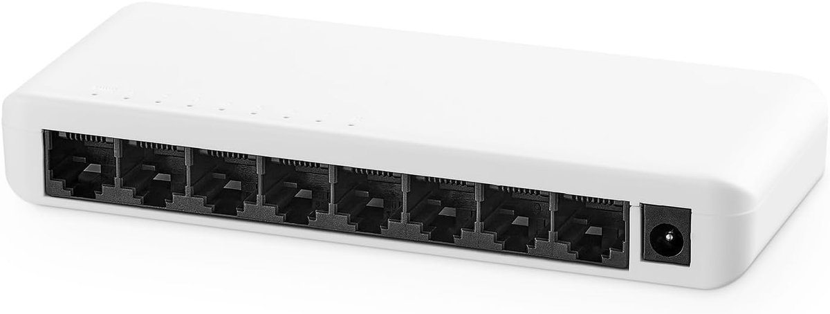 Gigabit Ethernet Switch - Netwerk Hub Splitter - Internet Verbinding - 8 Poorten - Mini Formaat - Wit