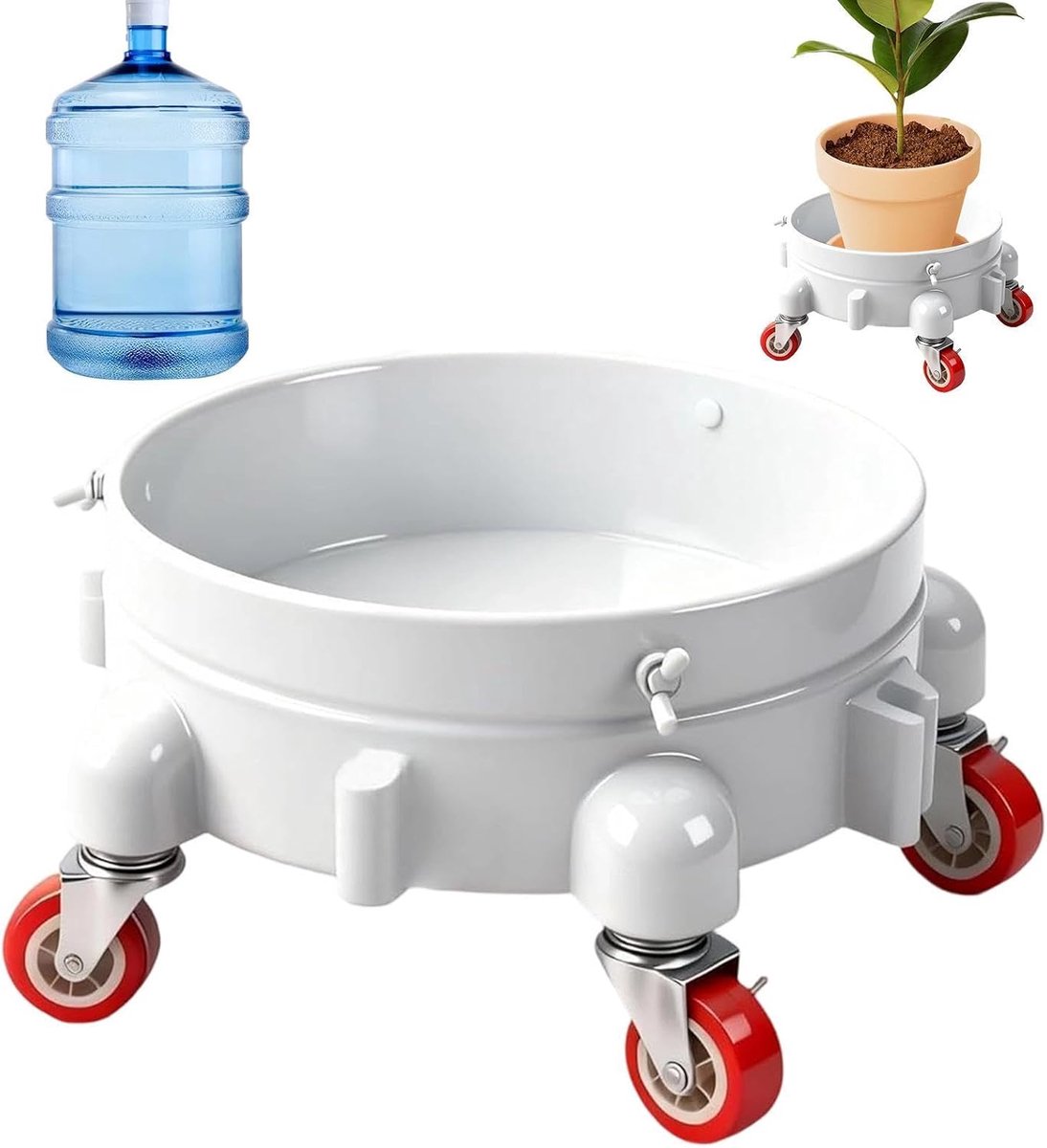 Emmerwagen - Rolbasis Emmer - Mobiel Werken - 360 graden draaibaar - 19 liter - Wit