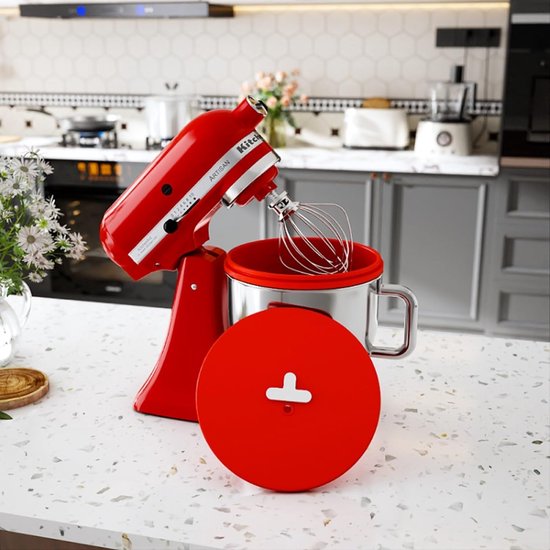 Siliconen komvoeringen - Mixer accessoires - Bakken en mengen - Met deksel - 5 Qt - Zwart — afbeelding 3