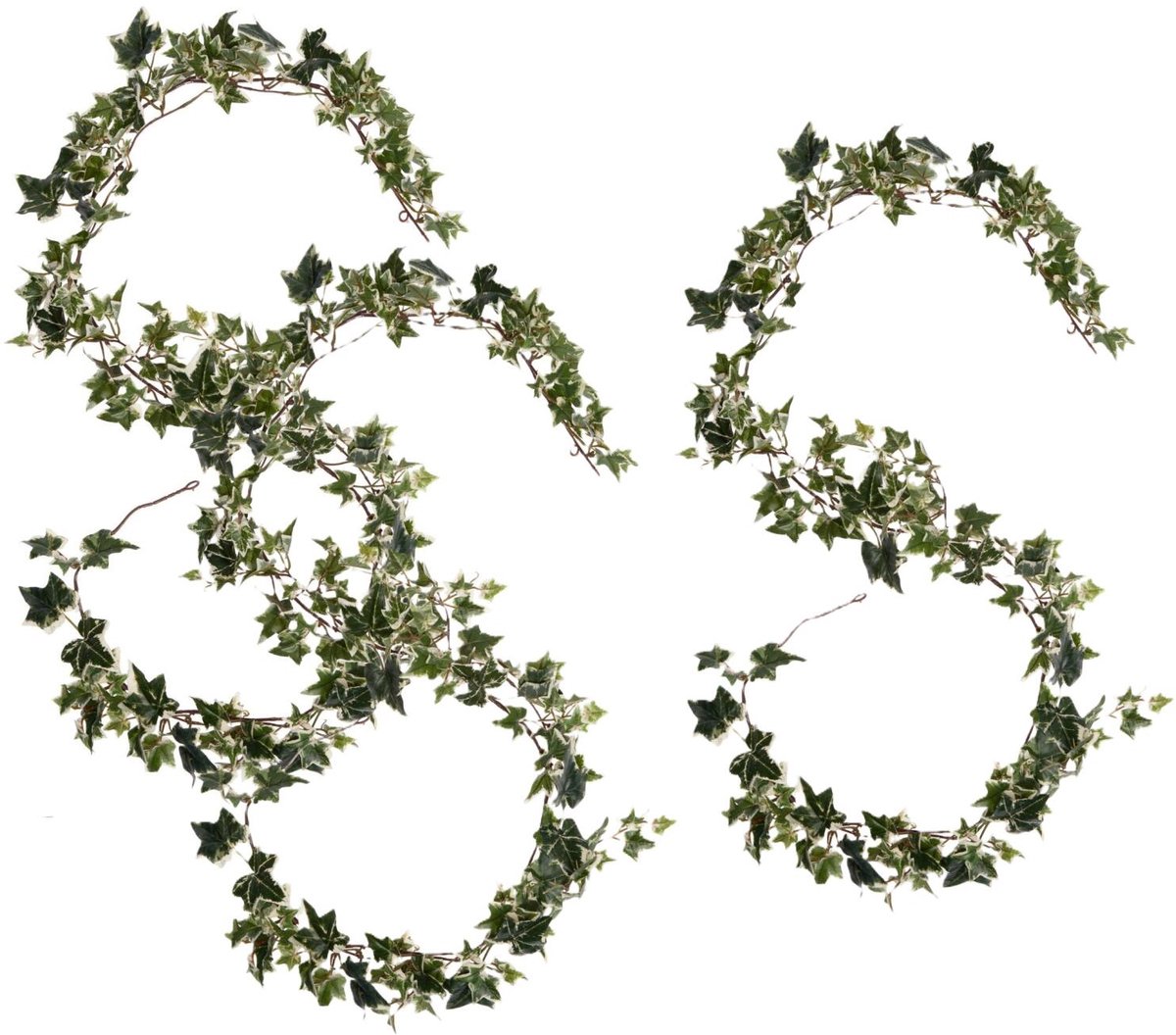 Mica Decorations Kunstplanten Hedera Slinger - 3x - 180 x 15 cm - groen mix - met grote bladeren - decoratief - bladgroen mix - klimop plant