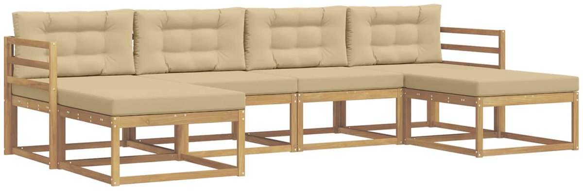 vidaXL Buiten - bank - set - 6 - st - Wit - en - Beige Wit en beige