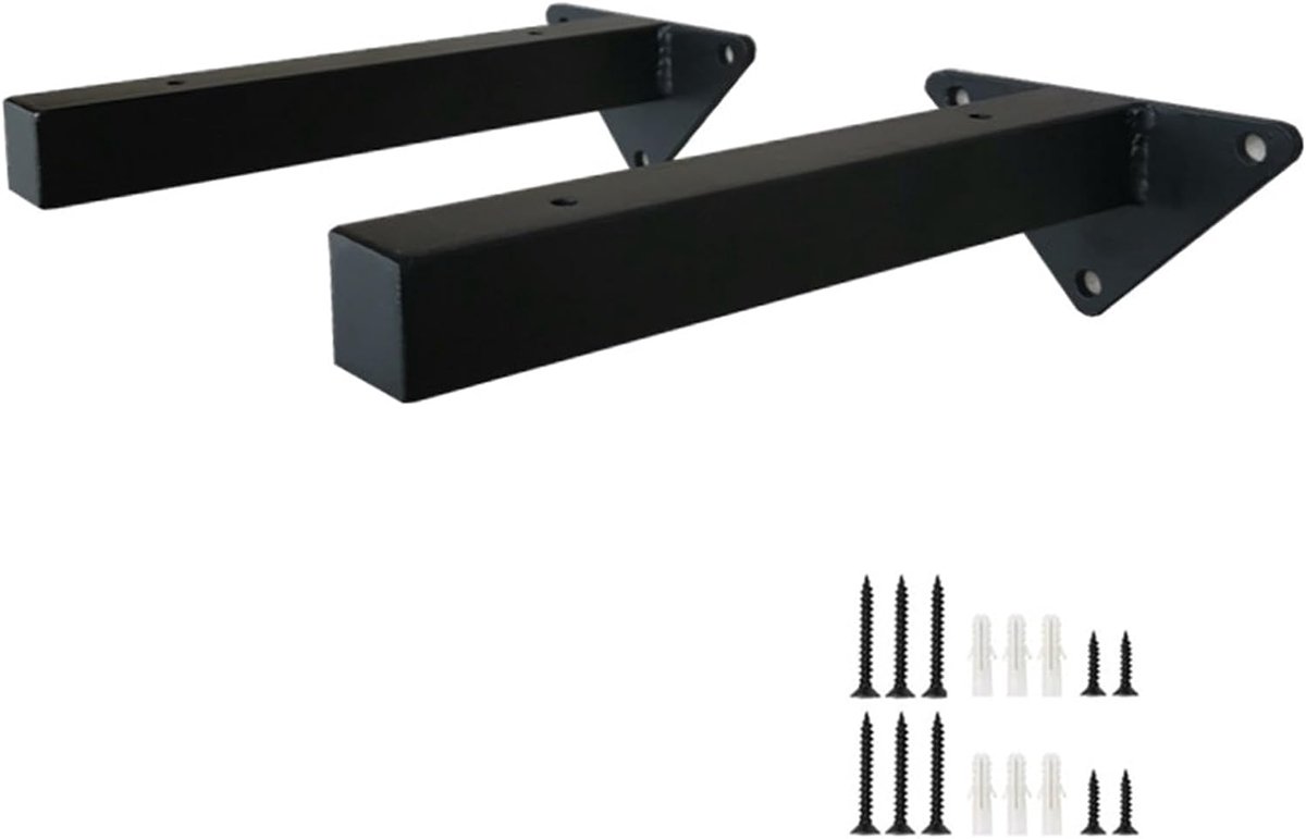 Zwevende Plankbeugels - Wandsteunen - Opbergen en Decoreren - Robuuste IJzeren Constructie - 30cm - Zwart