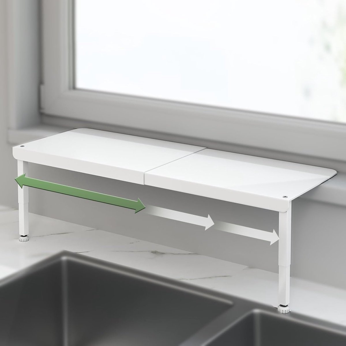 Vensterbank Verlengstuk - Extra Plank - Ruimte Creëren - Verstelbaar Ontwerp - 26-46 cm - Zwart