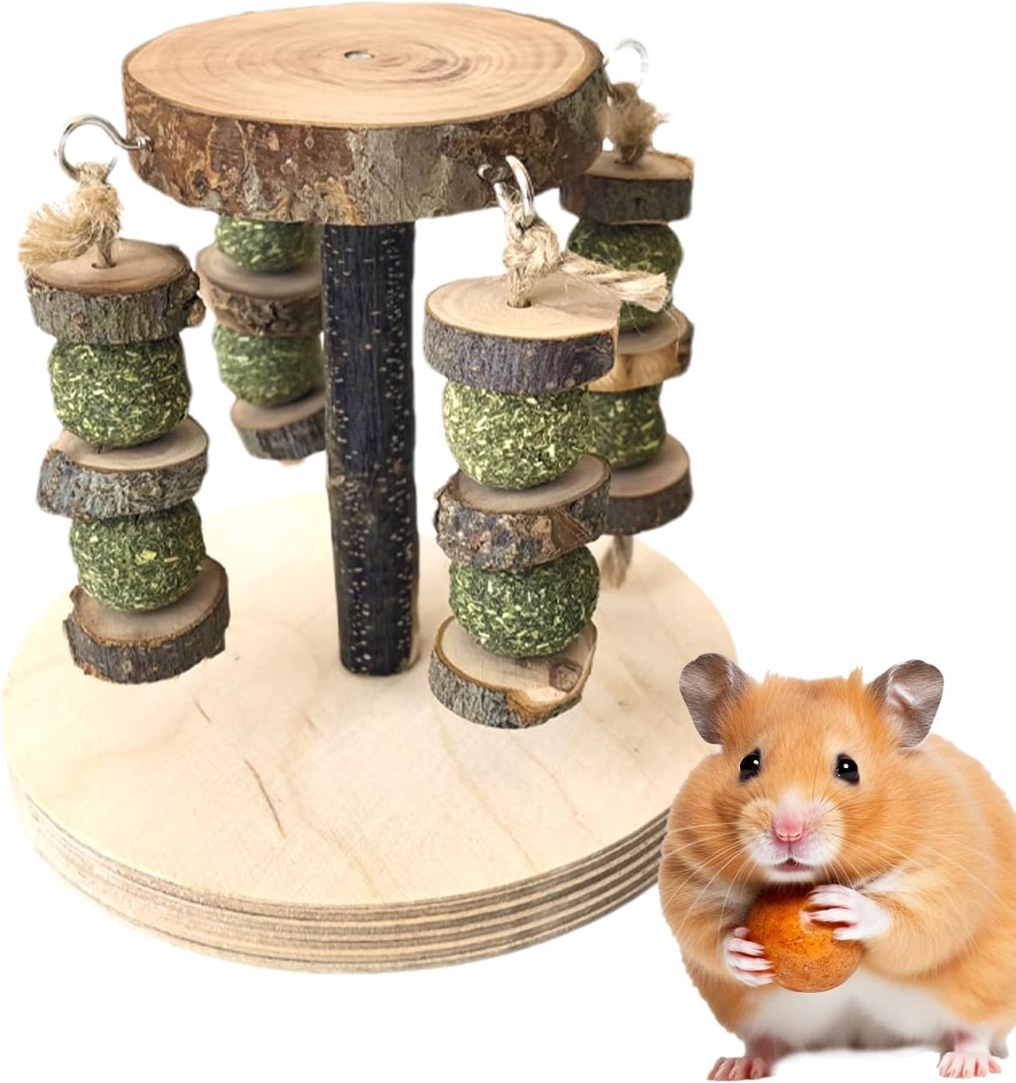 Kauwset Kleine Dieren - Tandverzorgingsspeelgoed - Gezonde Tanden - Natuurlijk Appelboomhout - 14 x 13 cm - Natuurlijk