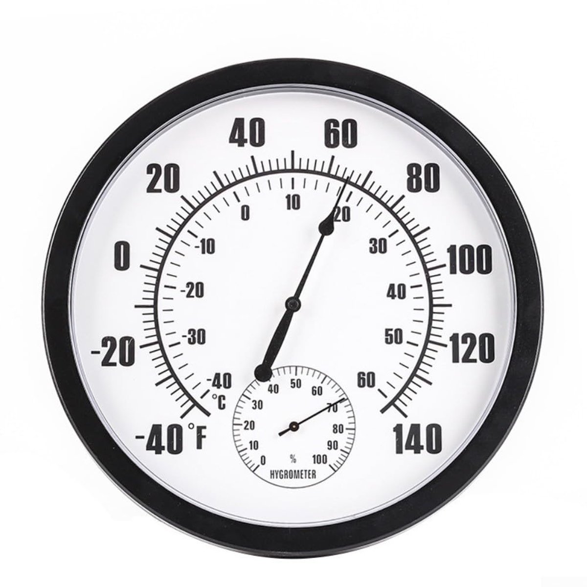 Binnen Buiten Thermometer - Vochtigheidsmeter - Omgeving Monitoren - Dubbele Temperatuur Schaal - 25 cm Doorsnede - Zwart