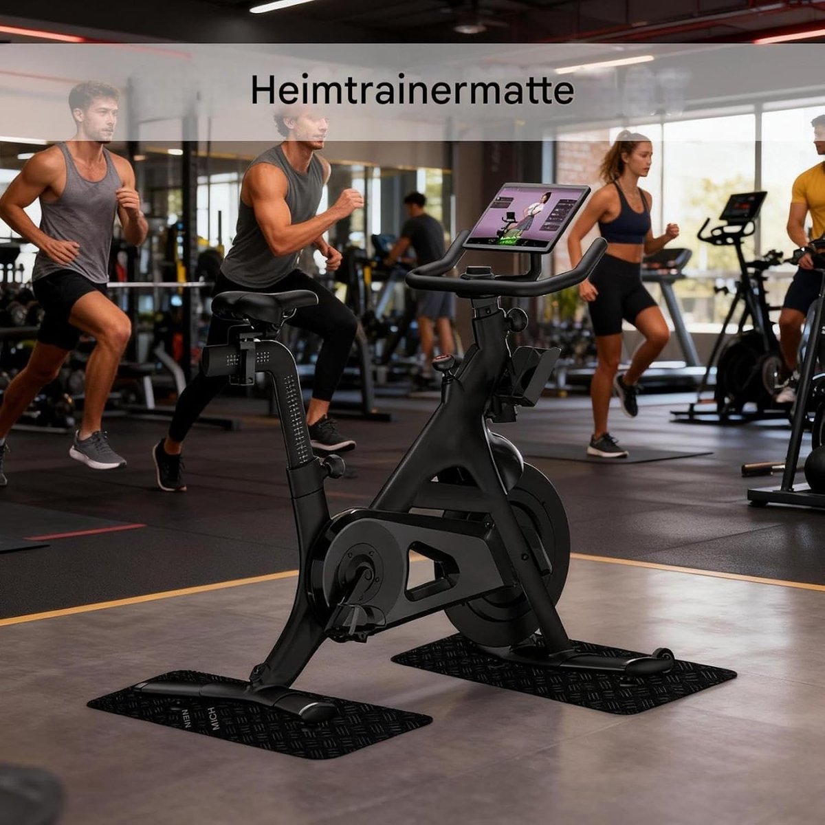 Fietstrainingsmat - Vloerbeschermer - Indoor training - Antislip siliconenbasis - 63.5 x 30 cm - Zwart