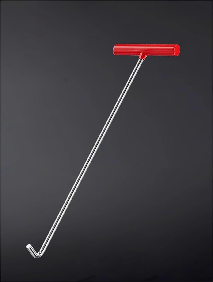 Openingsgereedschap Deksel - Haak Hefboom - Rioolonderhoud Uitvoeren - Antislip T-greep - 28-98 cm - Zilver