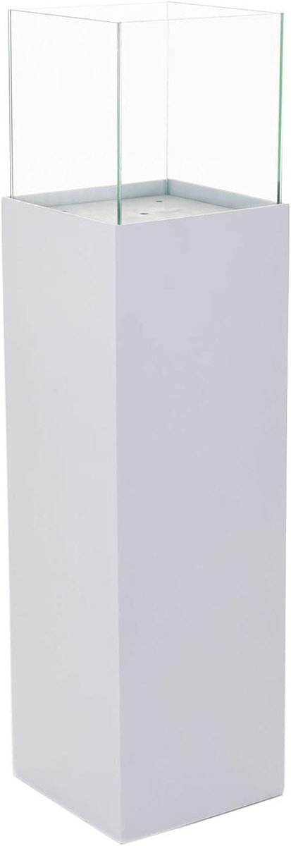 Windlicht Zuil - Decoratieve Lantaarn - Sfeervol Interieur - Afneembaar Glas - 100 cm Hoog - Mat Wit