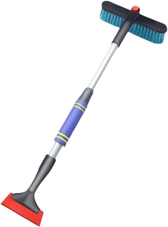 Telescopische Sneeuwborstel - Ijskrabber Schuiver - Auto Winterklaar - 360 Graden Kop - Uitschuifbaar Handvat - Geel