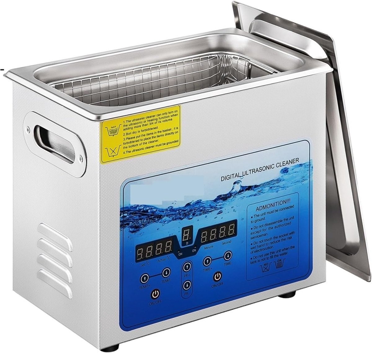 Ultrasone Reiniger - Mini Wasmachine - Sieraden Schoonmaken - Instelbare Frequentie - 6L Capaciteit - Zilver