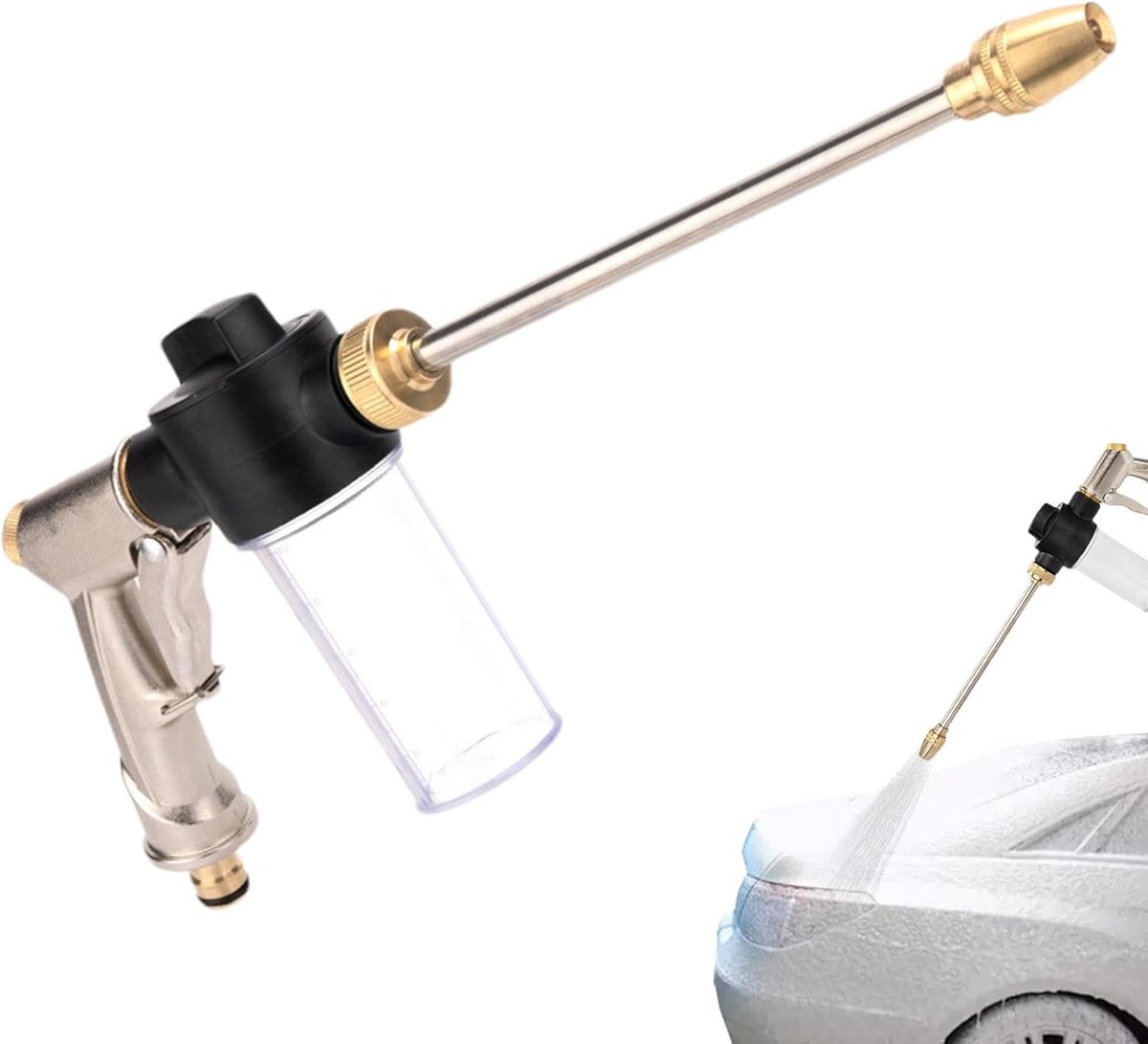 Schuimkanon - Hogedruk sproeier - Auto reinigen - Verstelbare sproeikop - 36x14 cm - Zilver