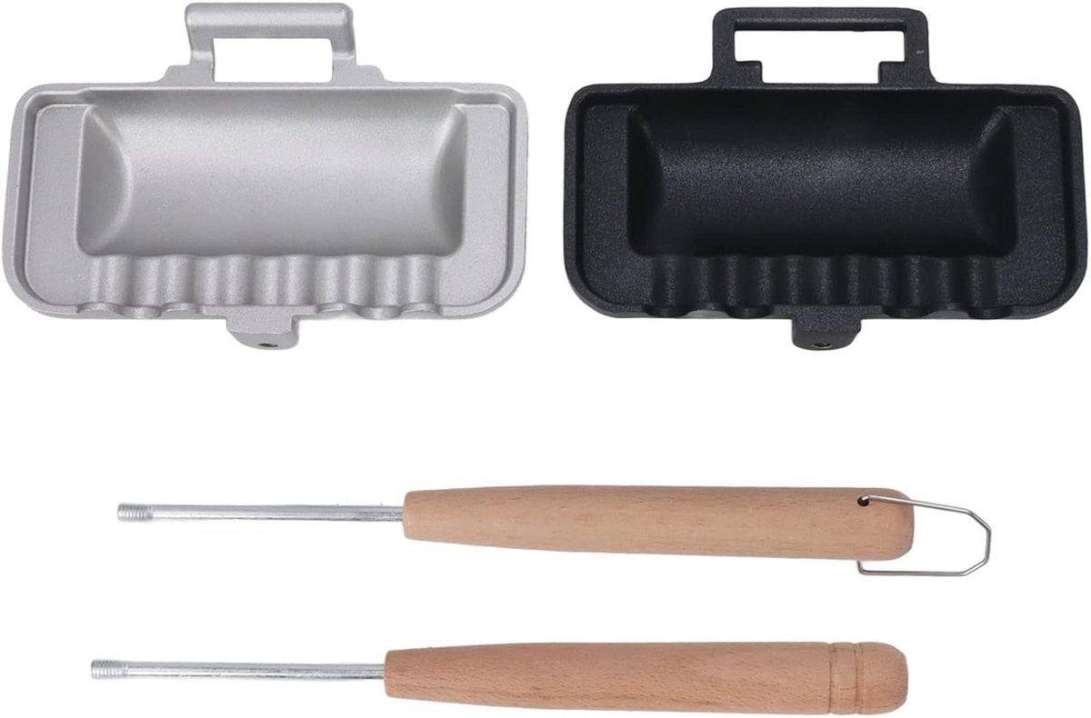 Dubbelzijdige Pan - Sandwichmaker Koekenpan - Snel Ontbijt - Anti-aanbaklaag - 30x14cm - Zwart