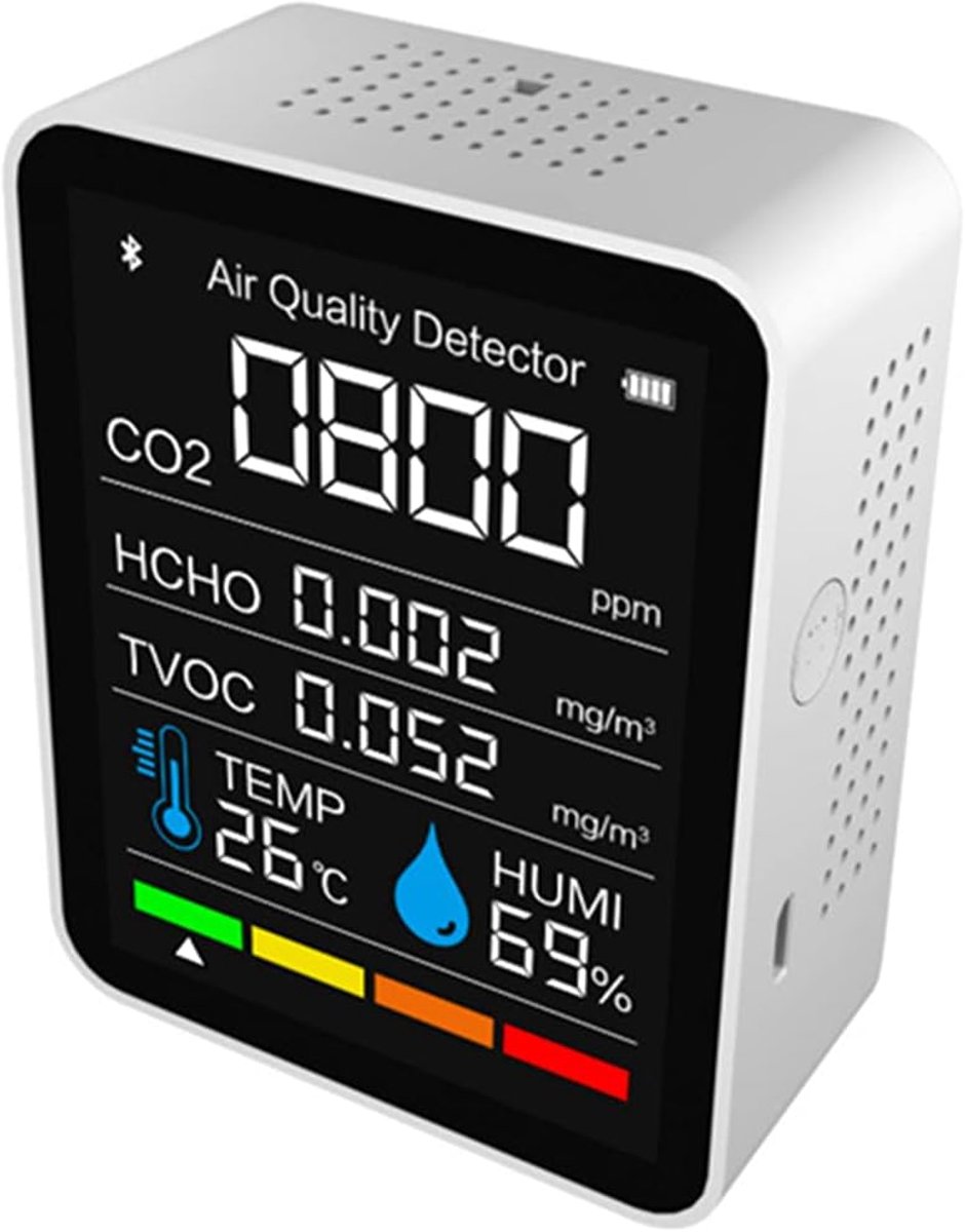 Luchtkwaliteitsmelder - CO2 Meter - Milieu Bewaken - Digitaal LCD Display - 89x70x35mm - Wit