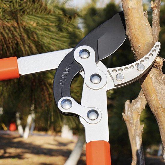 Tuinschaar Telescoop - Takkenknipper Snoeischaar - Hoge Takken Snoeien - Roestbestendig Aluminium - 68-97 cm - Oranje Wit — afbeelding 5