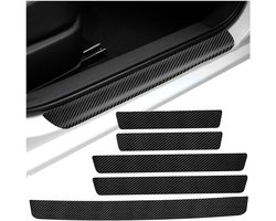 Instaplijsten Dorpelbeschermers - Bumperbescherming Stickers - Auto Beschermen - Carbon Look - 4 stuks - Zwart