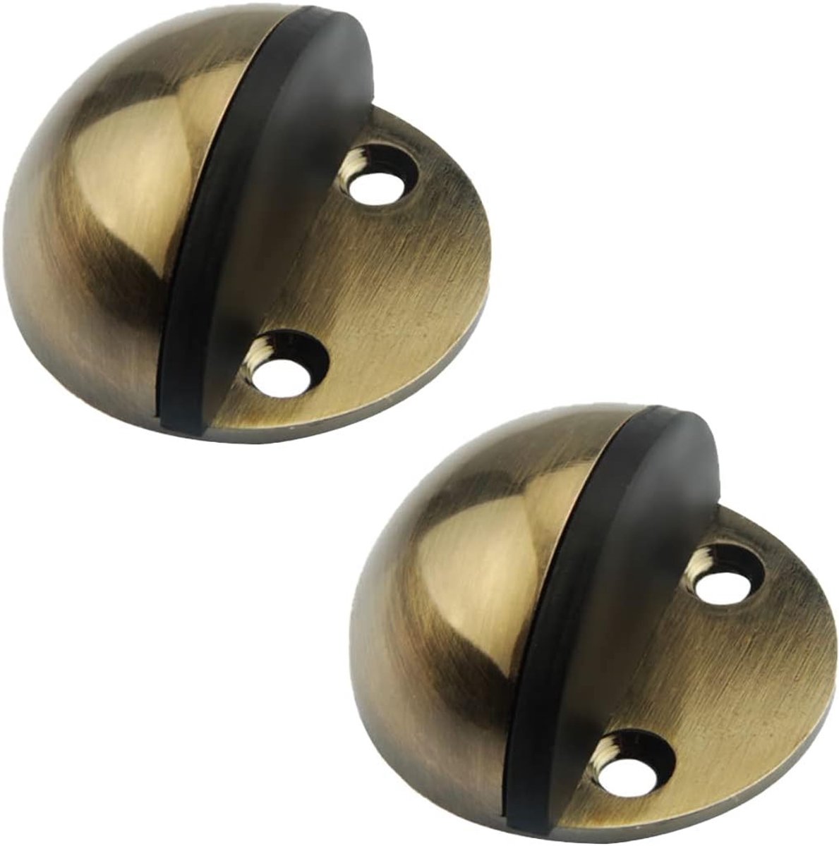 Deurstopper Set van 2 Stuks, Ovalen RVS Deurdrukkers met Rubber Buffer voor Thuis en Kantoor, Wandbeschermer en Geluidsdemping