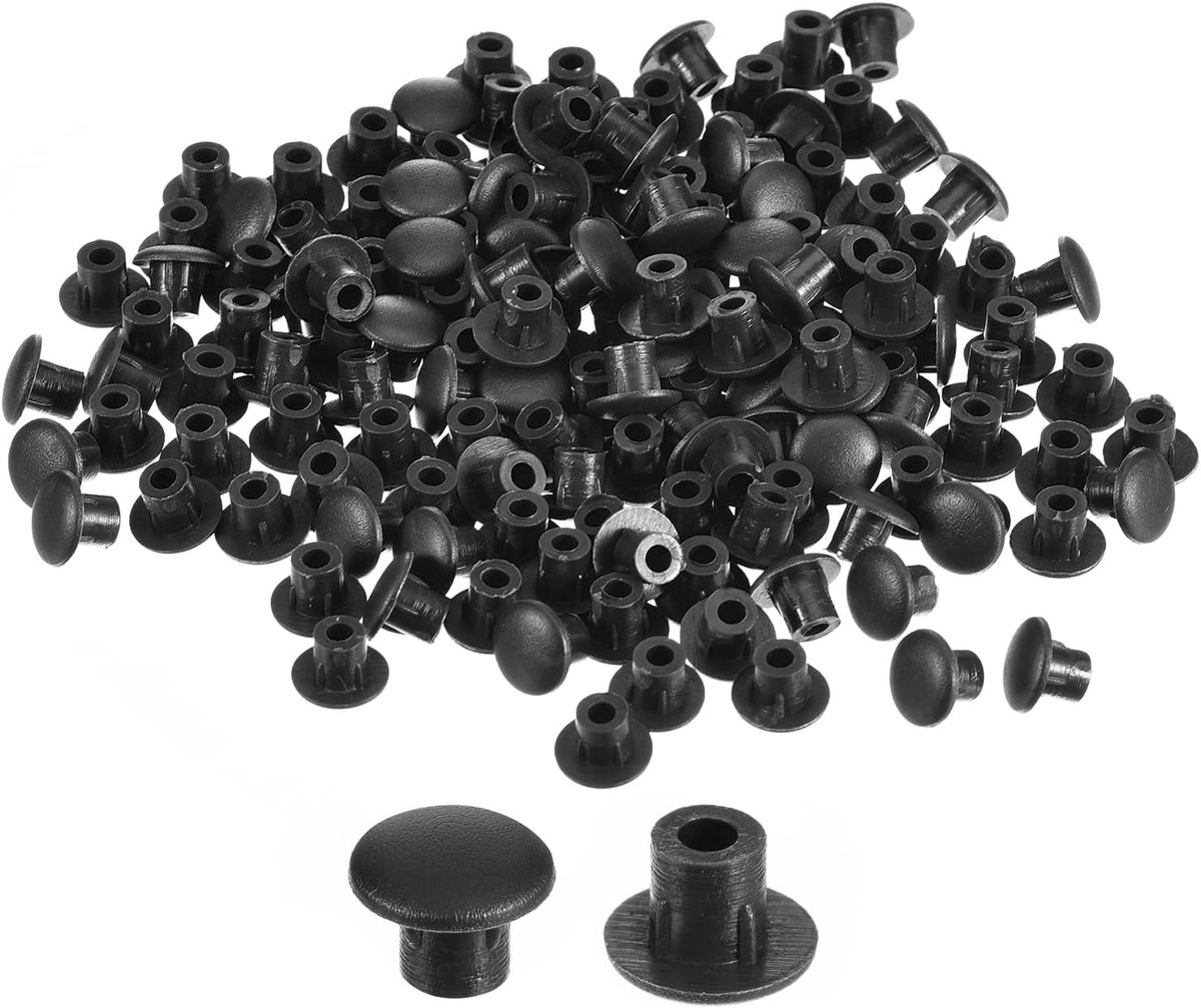 150 Stuks Schroefgatdoppen 5 mm Diameter van Plastic met Drukknop voor Planken en Kasten - Zwart, Ideaal voor Versteviging en Afwerking
