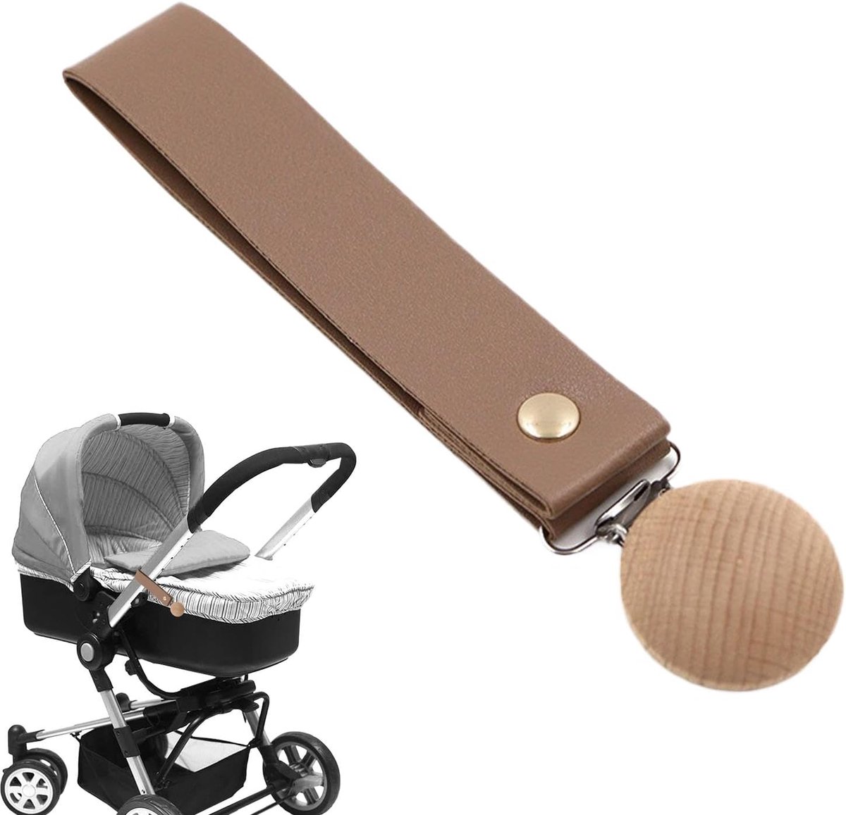 Kinderwagen clips - Deken klemmen - Baby warm houden - Veilige bevestiging - 13 x 3 cm - Koffie