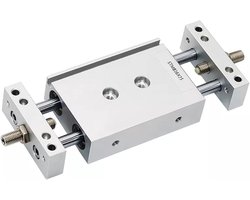 Luchtcilinder - Dubbele zuigerschacht cilinder - Industriële automatisering - Verstelbare slag - 20/25 mm binnendiameter - Zilver