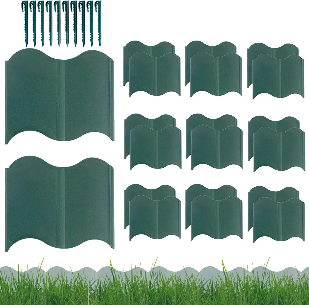 Tuinranden - Bloembedranden - Tuin Decoratie - Duurzaam ABS Materiaal - 20 Stuks - Groen