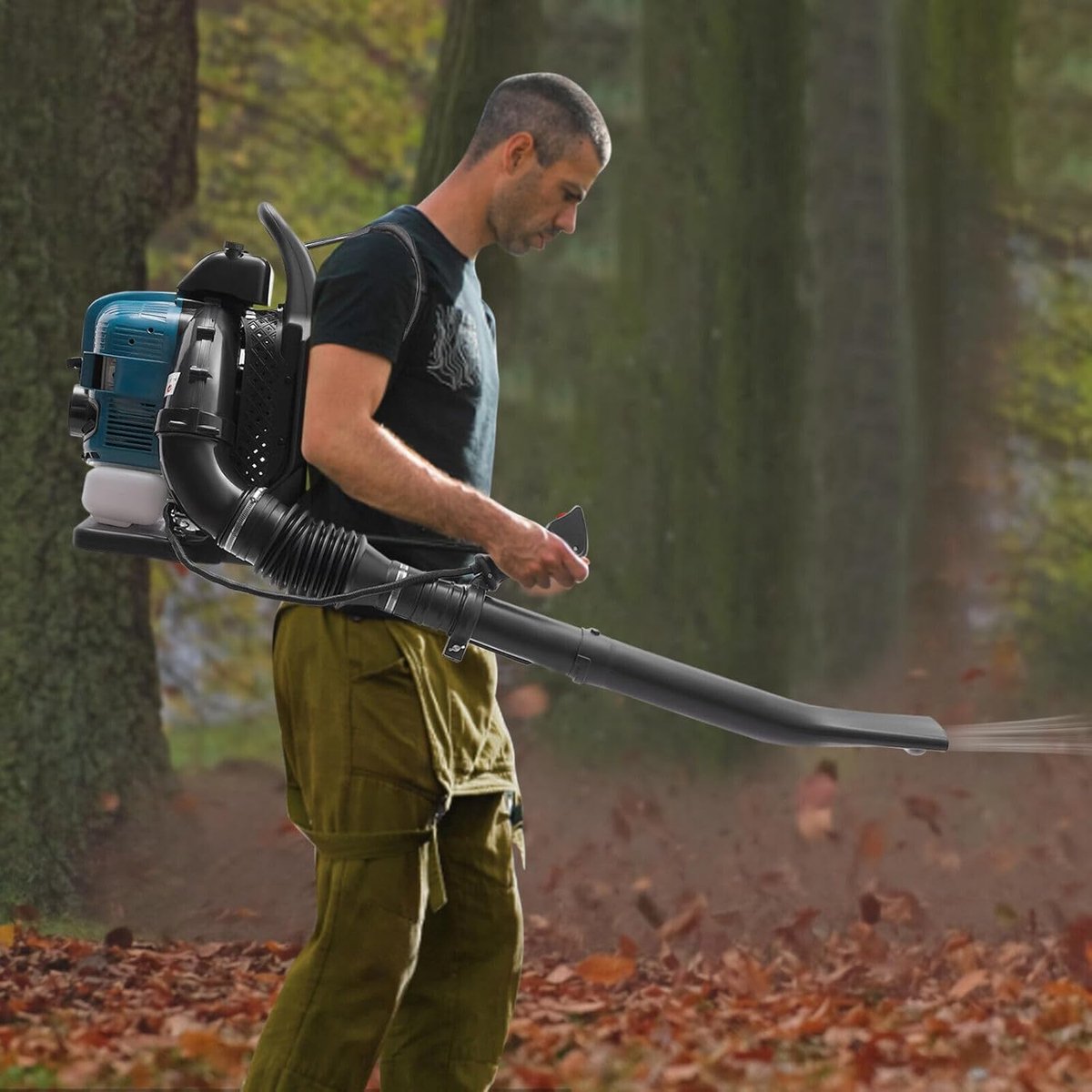Rugzak Bladblazer - Krachtige Tuinblower - Efficiënt Tuinonderhoud - 4-Takt Motor - 756 cc - Blauw