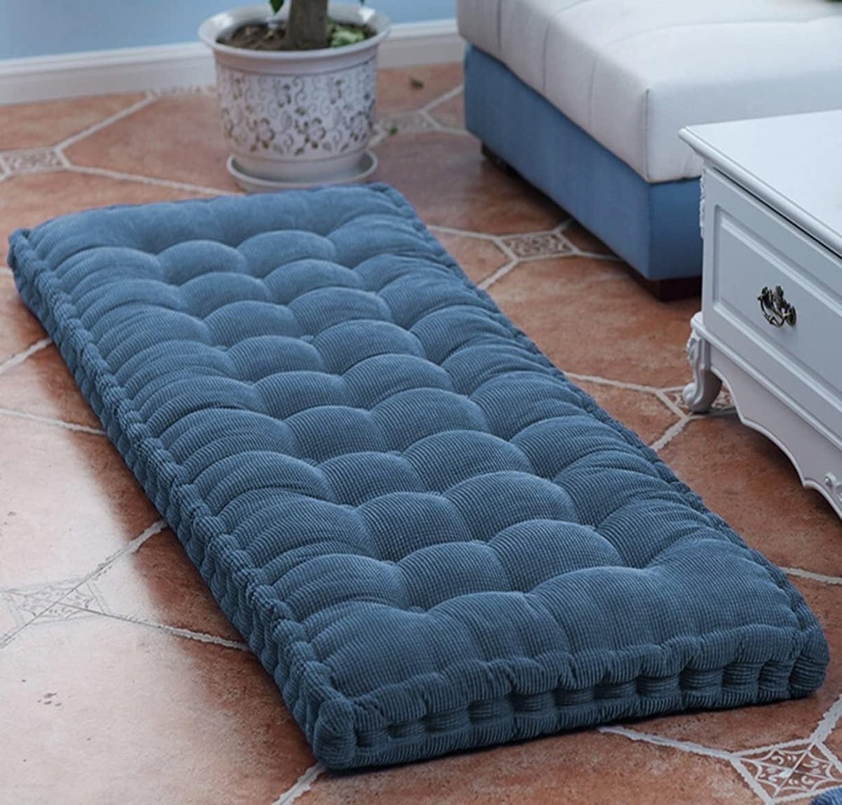 Tuinbank Kussen - Zitkussen Bank - Buiten Ontspannen - 8cm Dikke Vulling - Diverse Maten - Denimblauw