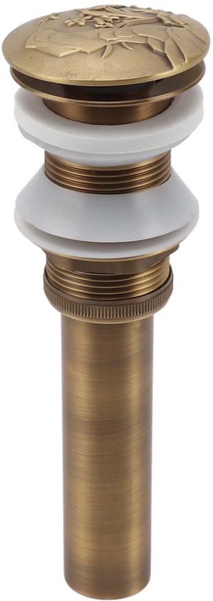 Antiek koperen pop-up drain voor badkamer