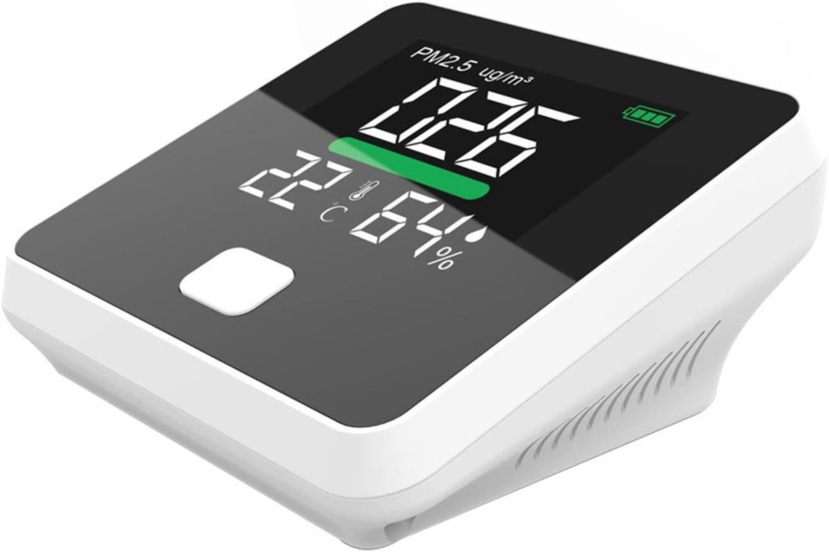 Luchtkwaliteitsmeter - Stofmeter - Huishoudelijk Gebruik - PM2.5 Detectie - 80x80x50 mm - Zwart