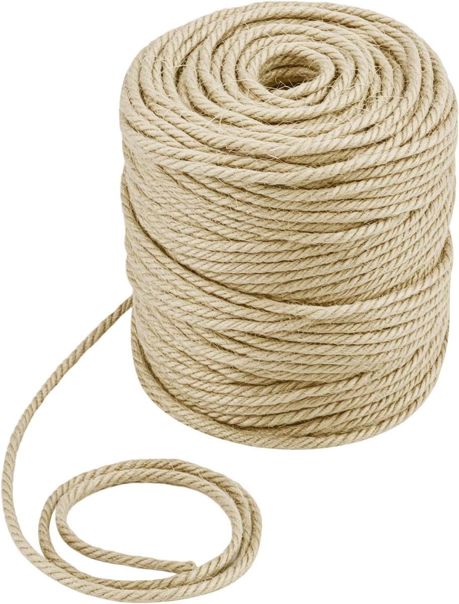 100M Jute Touw van 4mm voor Cadeauverpakking, Creatieve Klussen en Tuinprojecten
