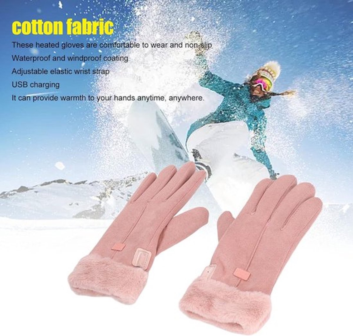 Elektrische Verwarmingshandschoenen USB - Dames - Buiten Fietsen - Winter - Verwarmde Handschoenen - Volledige Vingers - Warm - Geschikt voor Alle Maten - Roze — cadeau in Sport & Outdoor - foto 7