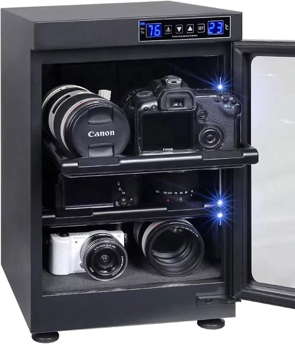 Droogkast Camera Apparatuur - Vochtbestendige Box - Apparatuur Beschermen - Precisie Vochtigheidsregeling - 40L Capaciteit - Zwart