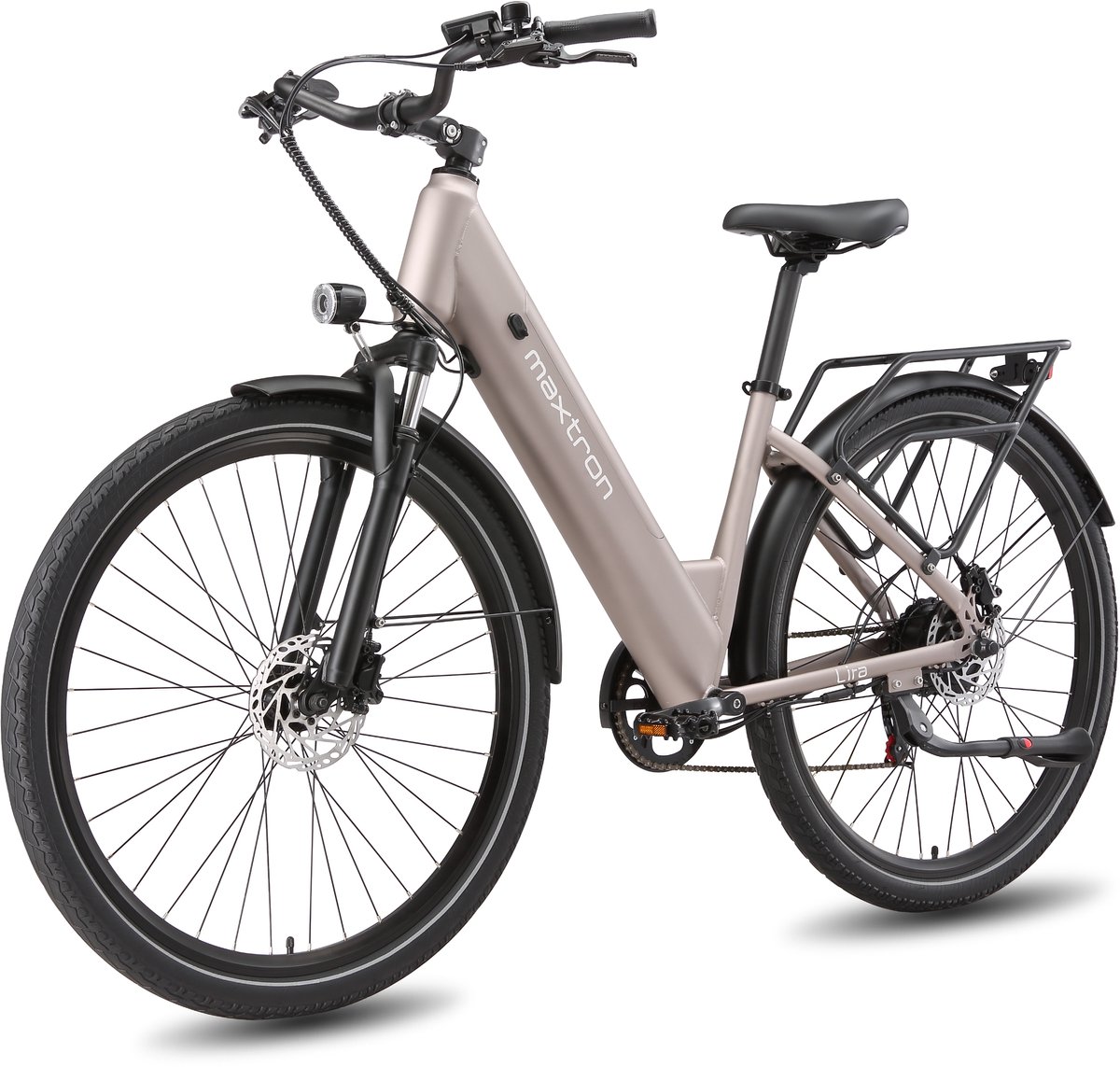 Maxtron Lira 28 Inch Elektrische Stadsfiets - 48V 15Ah Lithium-accu - Actieradius tot 140 km - 250W Motor - Hydraulische Schijfremmen - Shimano 7 Versnellingen - Max. Belastbaar 120 kg - Met Achterlicht - Goud thumbnail 2