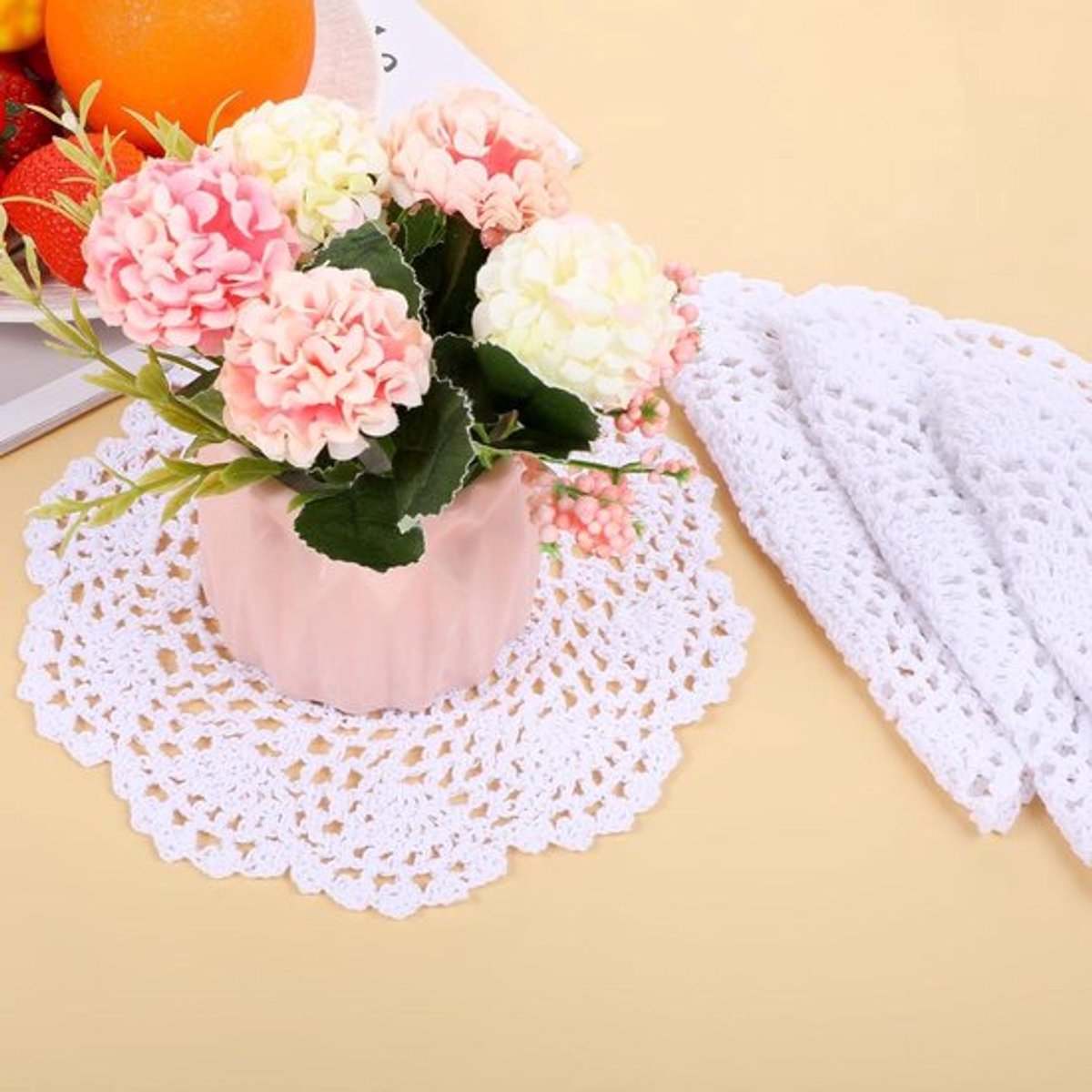 Set placemats Inovra Plus, 4 stukken wit, 175 cm