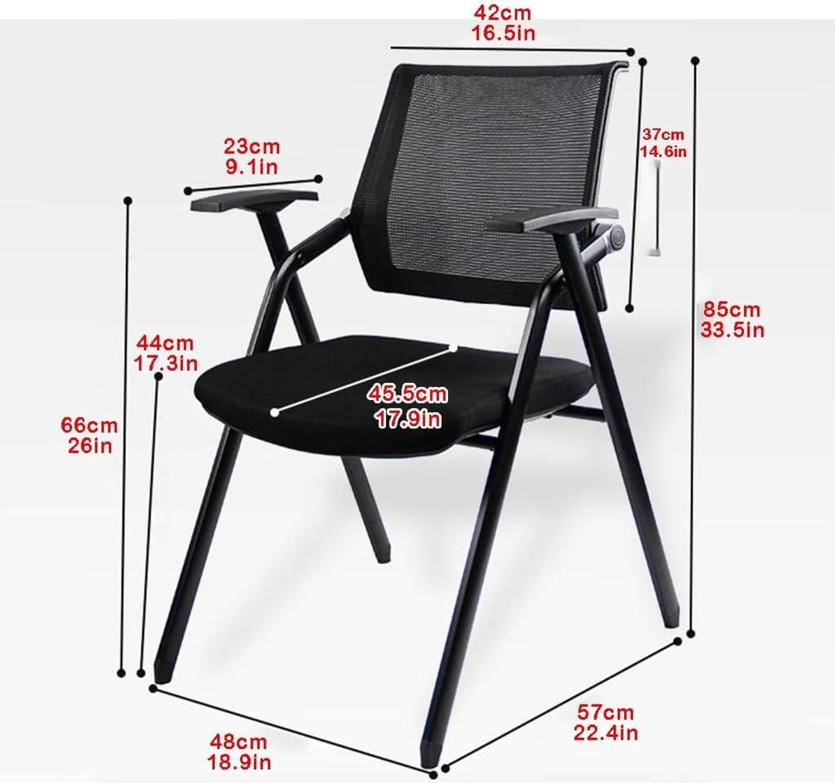 Kantoorstoel Klapbaar - Vergaderstoel Bijzetstoel - Thuiswerken Ontspannen - Ergonomisch Ontwerp - One Size - Groen met schrijfplank thumbnail 5