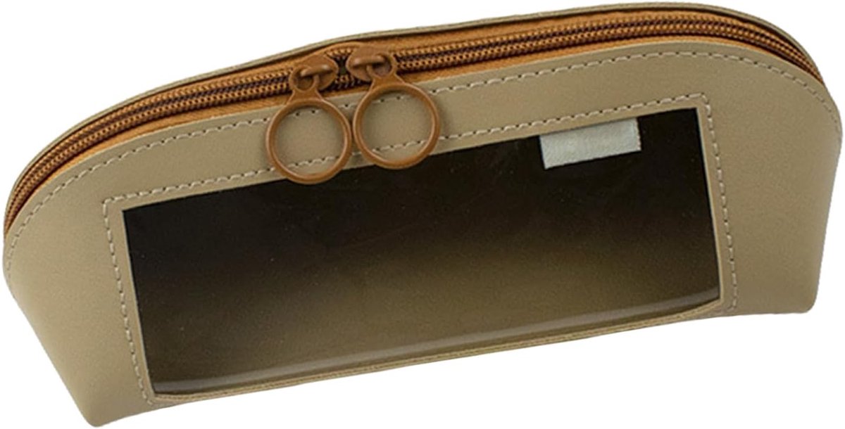Grote Etui - Pennen Opbergtas - Schrijfwaren Organiseren - Waterdicht Leer - 23.5x8.5 cm - Khaki