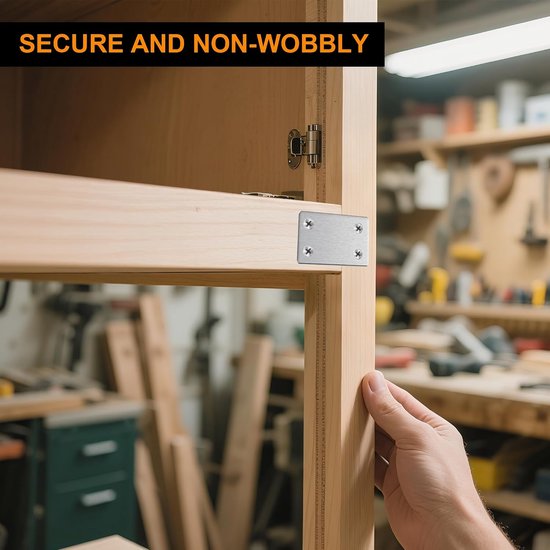 22 Stuks 60x38 mm Zilveren Rvs Verbindingsplaten - Ideaal Voor Wandplaathangers, Dwarssteunen, Terrasschroeven En Hekpaalreparatie — afbeelding 3